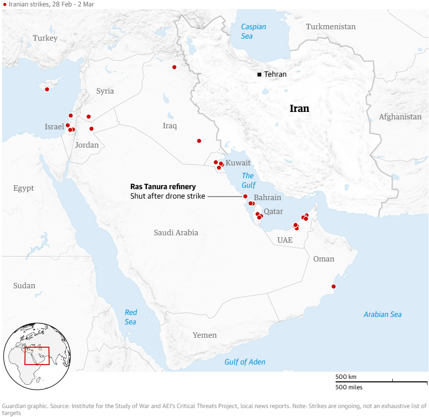 Iranian strikes on the Strait of Hormuz